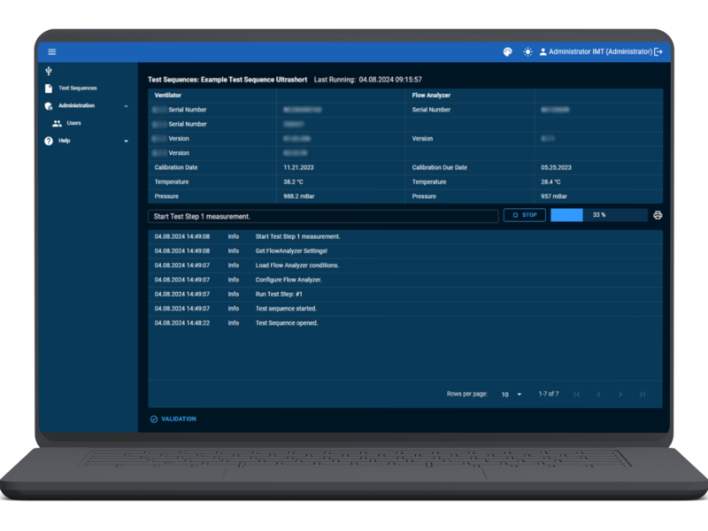 Computer showing an automated performance tests with Blazor-Based software