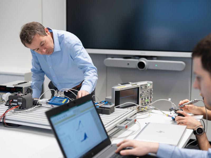 Engineers work on a development project
