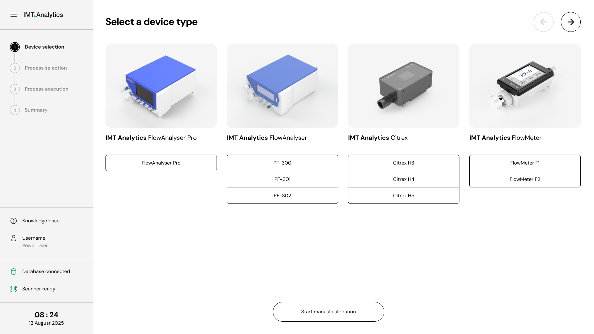 Calbench X_UI Design_Device selection in the revised software